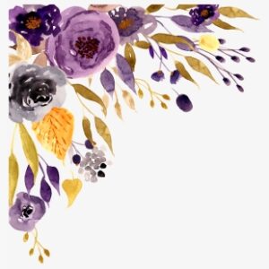 Flowers Floral Border Purple Watercolor Watercolor - Purple Watercolor Flower Border