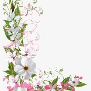 Flower Border Clipart, Flower Frame, Pink And Green, - Pastel Flowers Borders Png