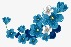 Bloom Flower Blue Frame Border Flowers White Bouquet - Blue Flower Border Png