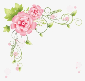 Flower Art, Flower Frame, Flower Images, Scrapbooking, - Pink Flower Corner Border