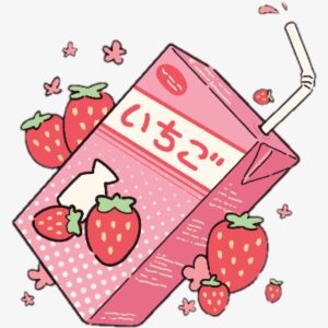 Aesthetic Kawaii Milk Strawberry Pink - Aesthetic Kawaii Strawberry